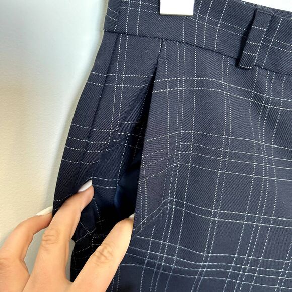 Banana Republic Logan Trouser-Fit Wool-Blend Pant Career Size 8S Blue Plaid - Picture 14 of 16